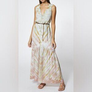 YFB Whimsical Tie-Dye Maxi Dress Medium Ethereal Button-Front Fairycore